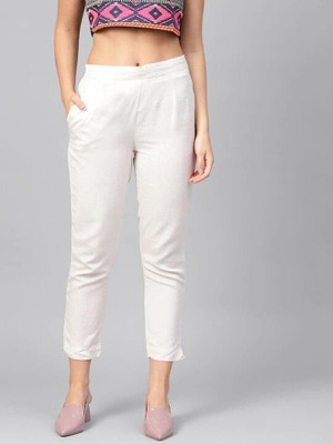 Fabricmode Regular Fit Women White Trousers