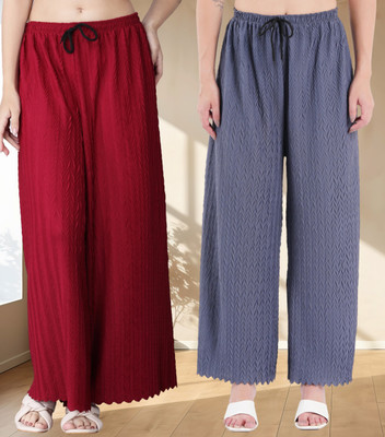 KWSH Regular Fit Women Blue, Red Trousers