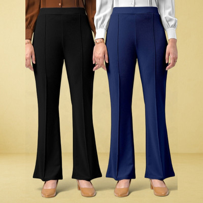 jenile stoor Comfort Fit, Regular Fit Women Black, Dark Blue Trousers