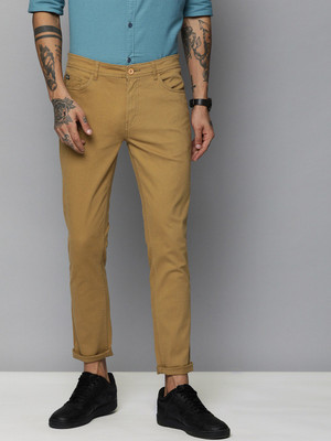 The Indian Garage Co. Slim Fit Men Khaki Trousers