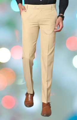 Kurus Slim Fit Men Beige Trousers