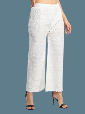 SR Collection Regular Fit Women White Trousers