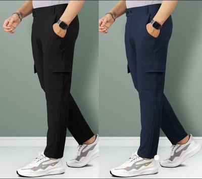 KP Trend Slim Fit Men Black, Blue Trousers