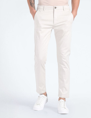 FLYING MACHINE Relaxed Men White Trousers