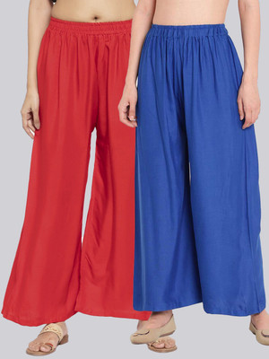 VALLES365 by S.c. Flared Women Blue, Red Trousers