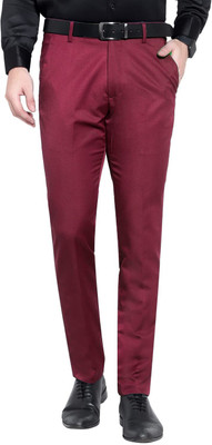 MRA Regular Fit Men Maroon Trousers