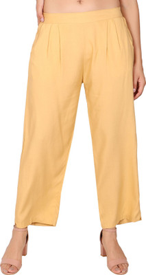 Kanna Fabric Regular Fit Women Beige Trousers