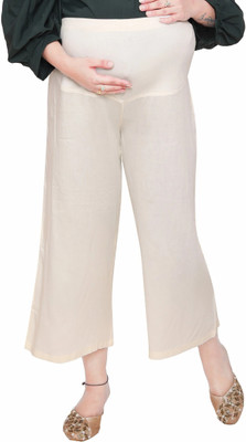 Mama & Bebe Flared Women Cream Trousers