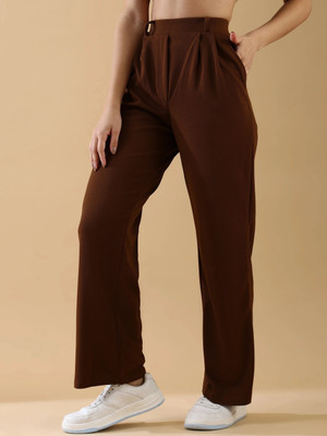 Dwarros Regular Fit Women Brown Trousers