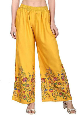 SHENEXAS Regular Fit Women Yellow Trousers