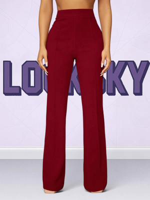 Squadfashion Comfort Fit, Regular Fit Women Maroon Trousers
