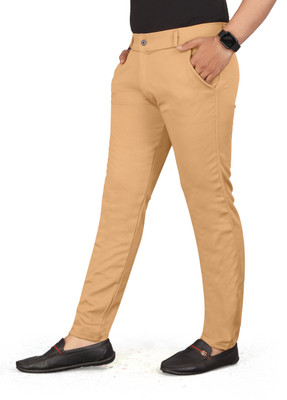 Lewit Slim Fit Men Gold Trousers