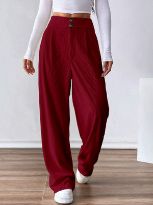 Rajovati Loose Fit Women Maroon Trousers