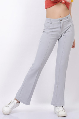 CLOTHINK India Regular Fit Women Grey Trousers