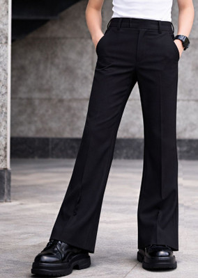 Plus91 Flared Boys Black Trousers