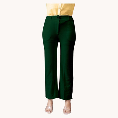 High Glitz Regular Fit Women Green Trousers