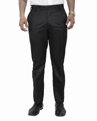 ALJAAMI Regular Fit Men Black Trousers
