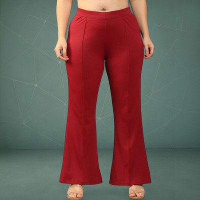 Looksky Loose Fit Women Maroon Trousers