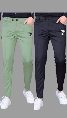 Saesha Regular Fit Men Black, Green Trousers