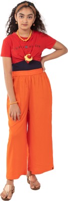INDIAN FLOWER Regular Fit Girls Orange Trousers