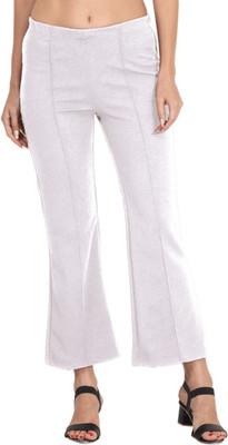 CLOTHINK India Flared Women White Trousers