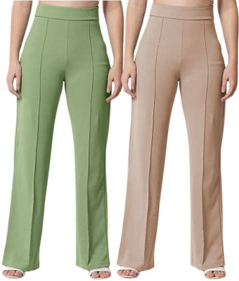 OOWL Straight Fit Women Green Trousers