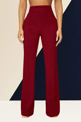 SKD TRENDZ Comfort Fit, Regular Fit Women Maroon Trousers