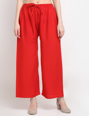 Style Access Flared Women Red Trousers