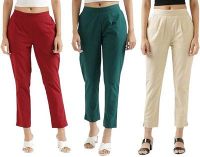 Dexus Regular Fit Women Maroon, Green, Beige Trousers