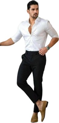 Kurus Regular Fit Men Black Trousers