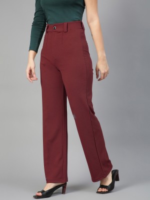 Marc Laurent Comfort Fit Women Maroon Trousers