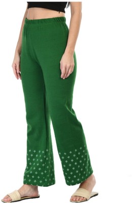 IndiWeaves Flared Women Green Trousers