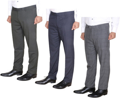 KAVYA Regular Fit Men Multicolor, Light Blue, Brown Trousers