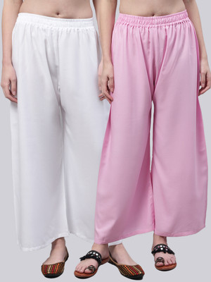 VALLES365 by S.c. Flared Women White, Pink Trousers