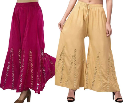 OMAYAA Comfort Fit Women Pink, Beige Trousers
