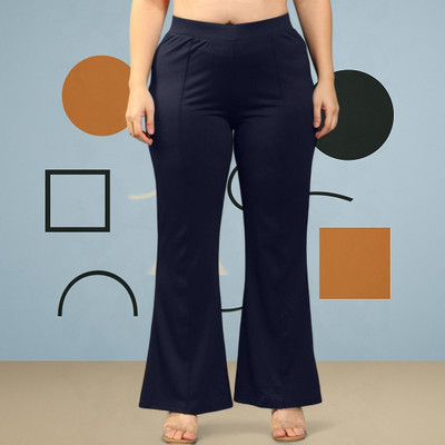 Looksky Loose Fit Women Dark Blue Trousers