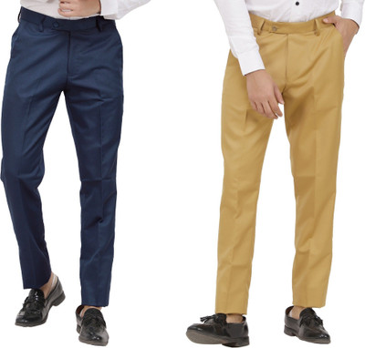 LAHSUAK Regular Fit Men Dark Blue, Khaki Trousers