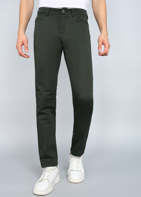 PROVOGUE Slim Fit Men Green Trousers