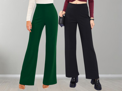 METRONAUT Regular Fit Women Green, Black Trousers