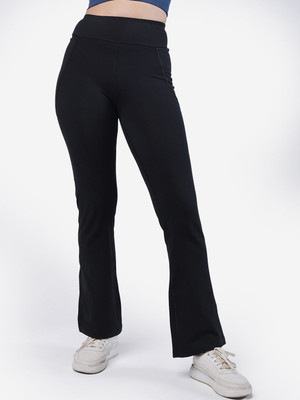 BlissClub AM:PM Cotton Flare Pants - Regular Flared Women Black Trousers