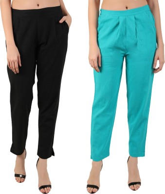 SVK Etail Regular Fit Women Black, Light Blue Trousers