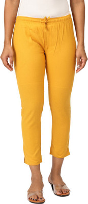 i TEX Regular Fit Women Yellow Trousers