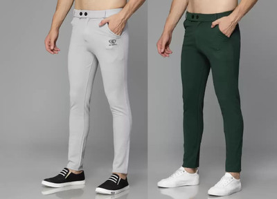 Zarafit Slim Fit Men Dark Green, Grey Trousers