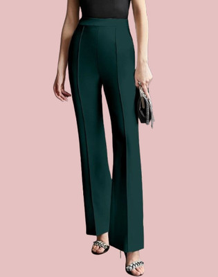 HouseOfCommon Regular Fit Women Dark Green Trousers