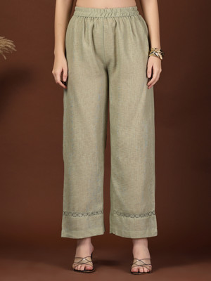 KATLINE Relaxed Women Light Green Trousers