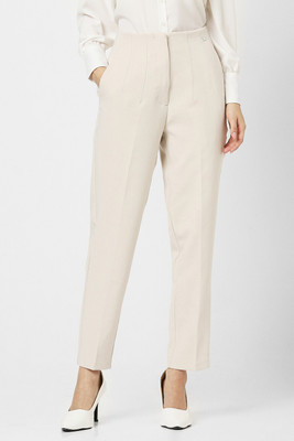 VAN HEUSEN Slim Fit Women Cream Trousers