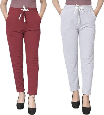 Retailmart Comfort Fit Women Maroon, Grey Trousers