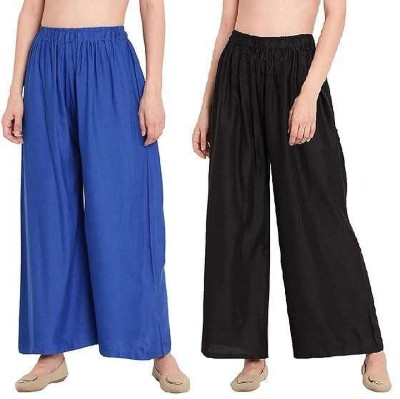 ANURUPAM FASHION Flared Women Black, Blue Trousers