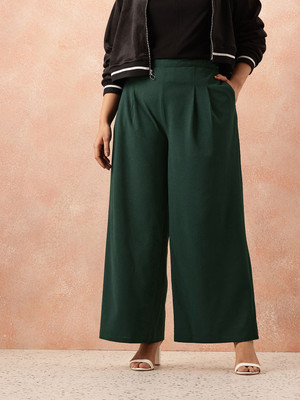 all about you Flared Women Green Trousers