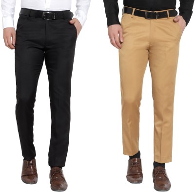 THE PS Regular Fit Men Black, Khaki Trousers